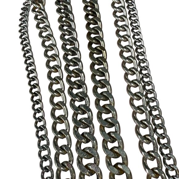 Goth Punk Choker Chain Necklace Multi link Stainless Silver Fetish Grunge Edgy - Picture 3 of 5